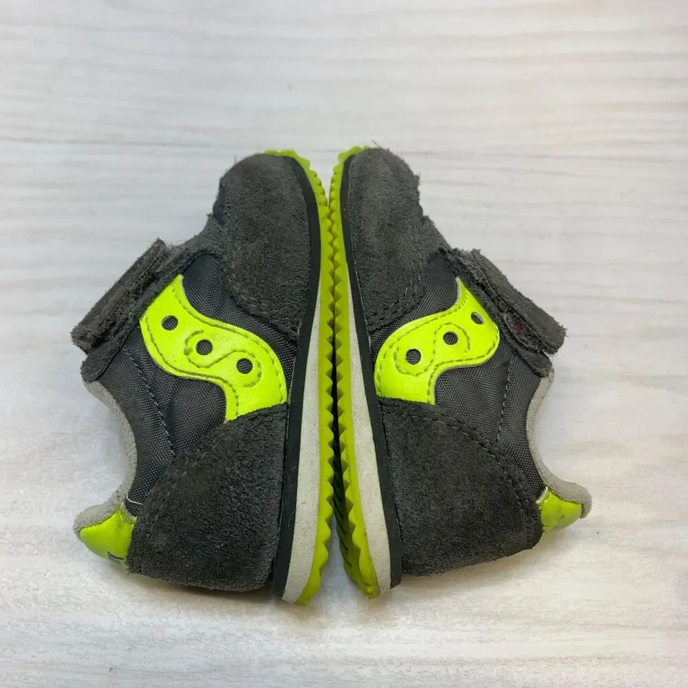 SAUCONY‎ Originals Size 3M Boys Baby Jazz Hook & Loop Sneaker Grey & Neon
